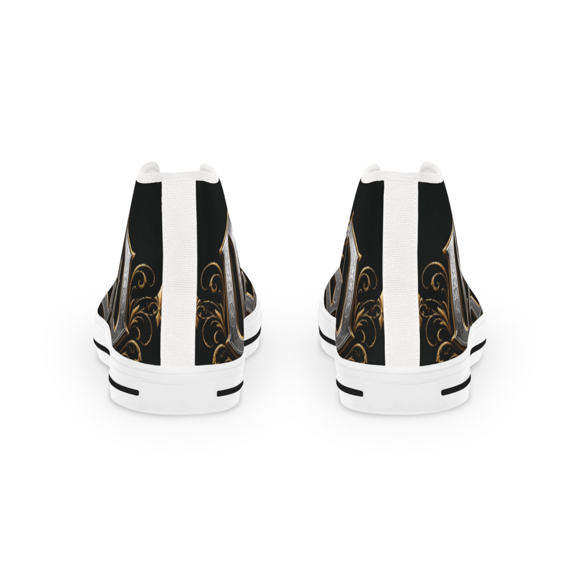 High Top Sneakers — Gothic Lettering Black & Gold Streetwear