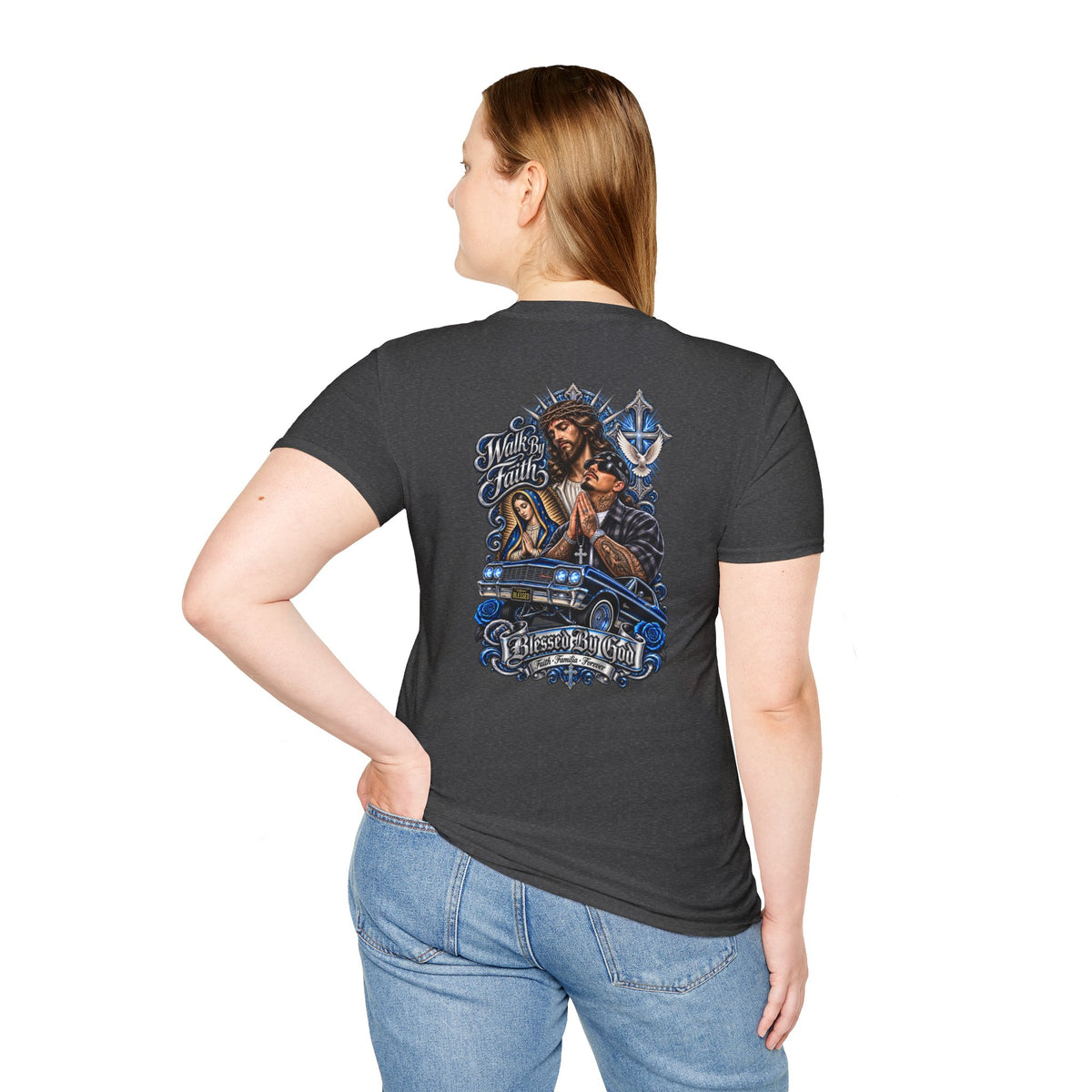 Jesus Prays T-Shirt – Faith, Cross & Blessed Are the Merciful Graphic Tee
