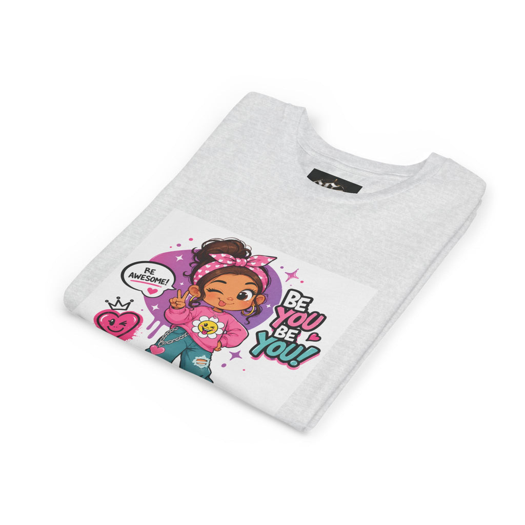 Youth Tee — "Be You Be You" Cute Empowerment Girl Graphic T-Shirt
