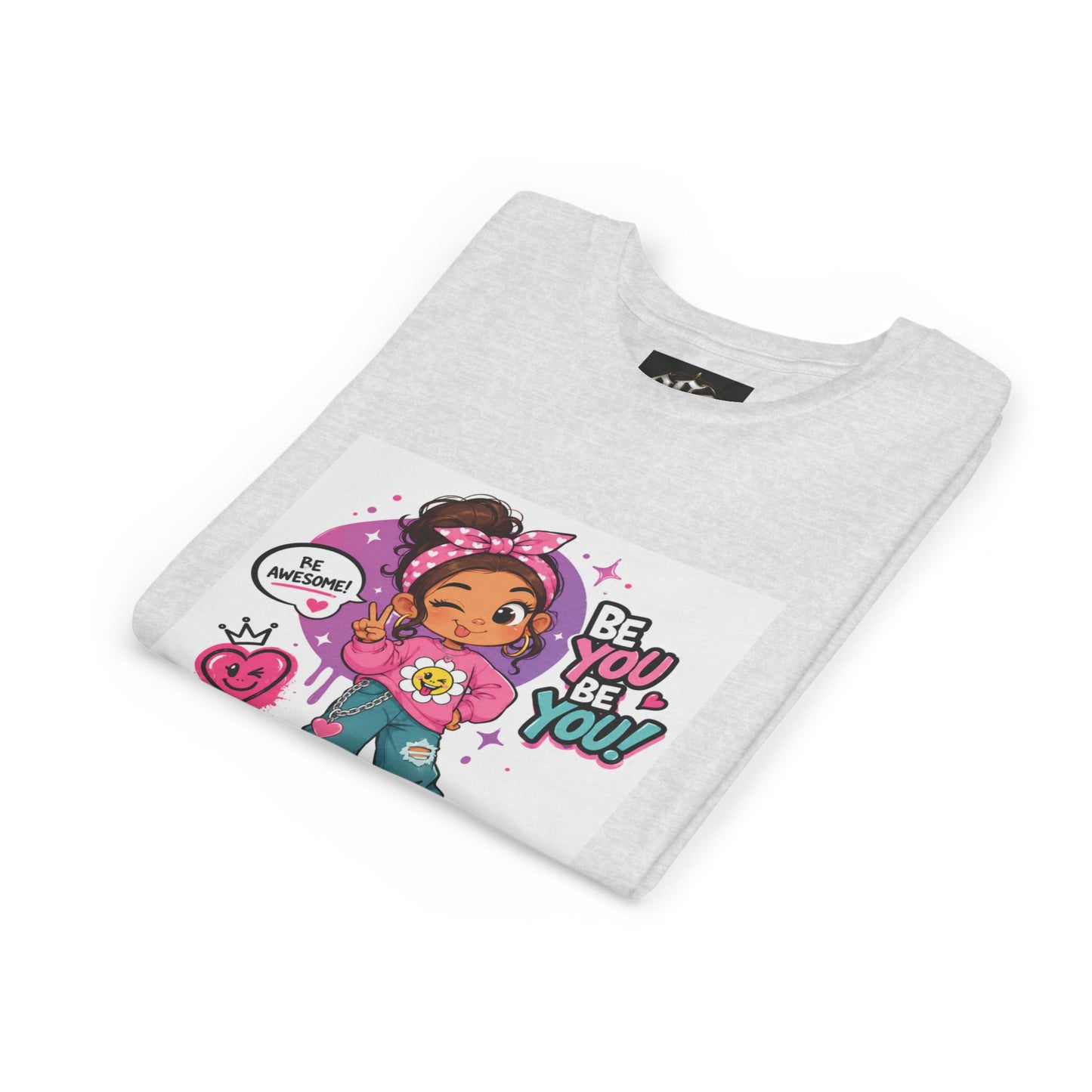 Youth Tee — "Be You Be You" Cute Empowerment Girl Graphic T-Shirt
